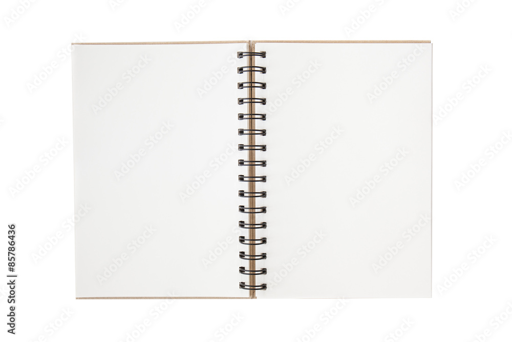Blank notebook with blank place for text and notes. isolated on Blank notebook with blank place for text and notes. isolated on