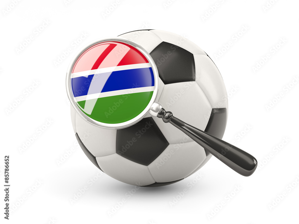 Obraz premium Football with magnified flag of gambia