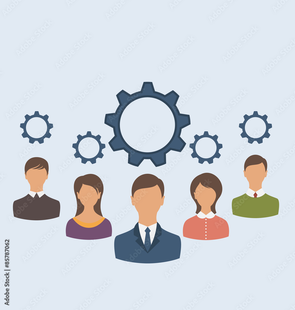 Business people with cogwheels, business teamwork Business people with cogwheels, business teamwork