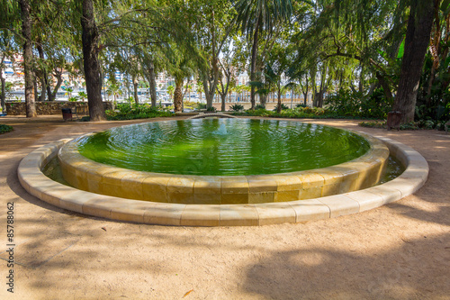 small pond in the park of Malaga, Spain