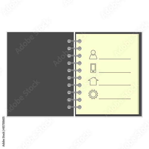 Ring-bound notebook with personal information