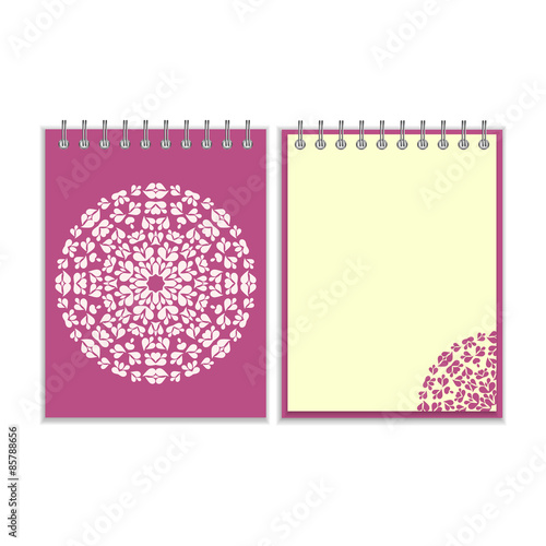 Purple cover notebook with round pattern