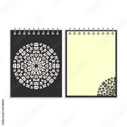 Black cover notebook with round pattern