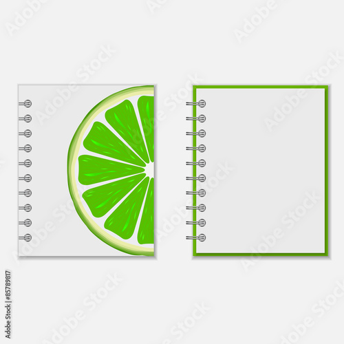 Notebook cover design with bright lime