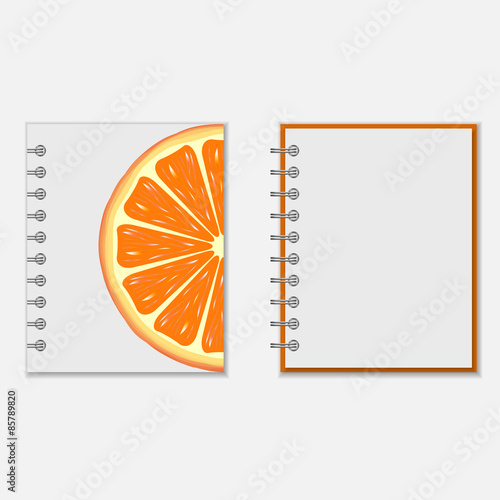 Notebook cover design with bright orange