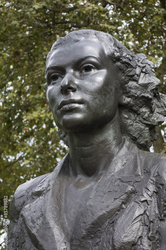 Portrait of Violette Szabo, Special Operations Executive Memorial, Albert Embankment, London, England. © Pippa West