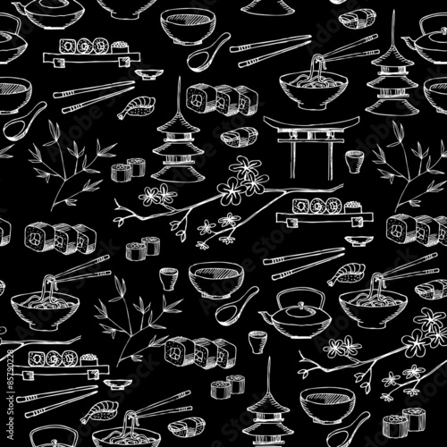 Seamless pattern background asian food.