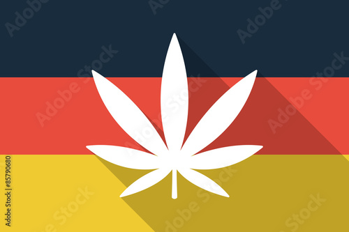 Germany long shadow flag with a marijuana leaf
