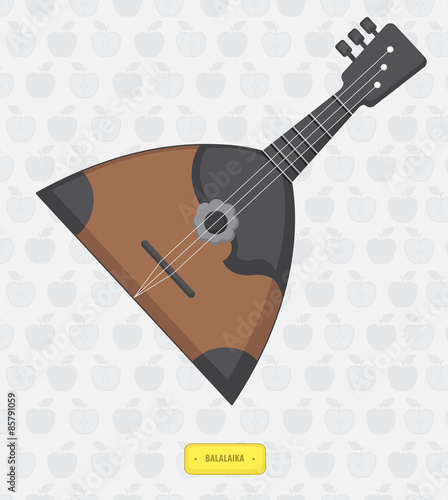 Russian balalaika with seamless pattern of apples