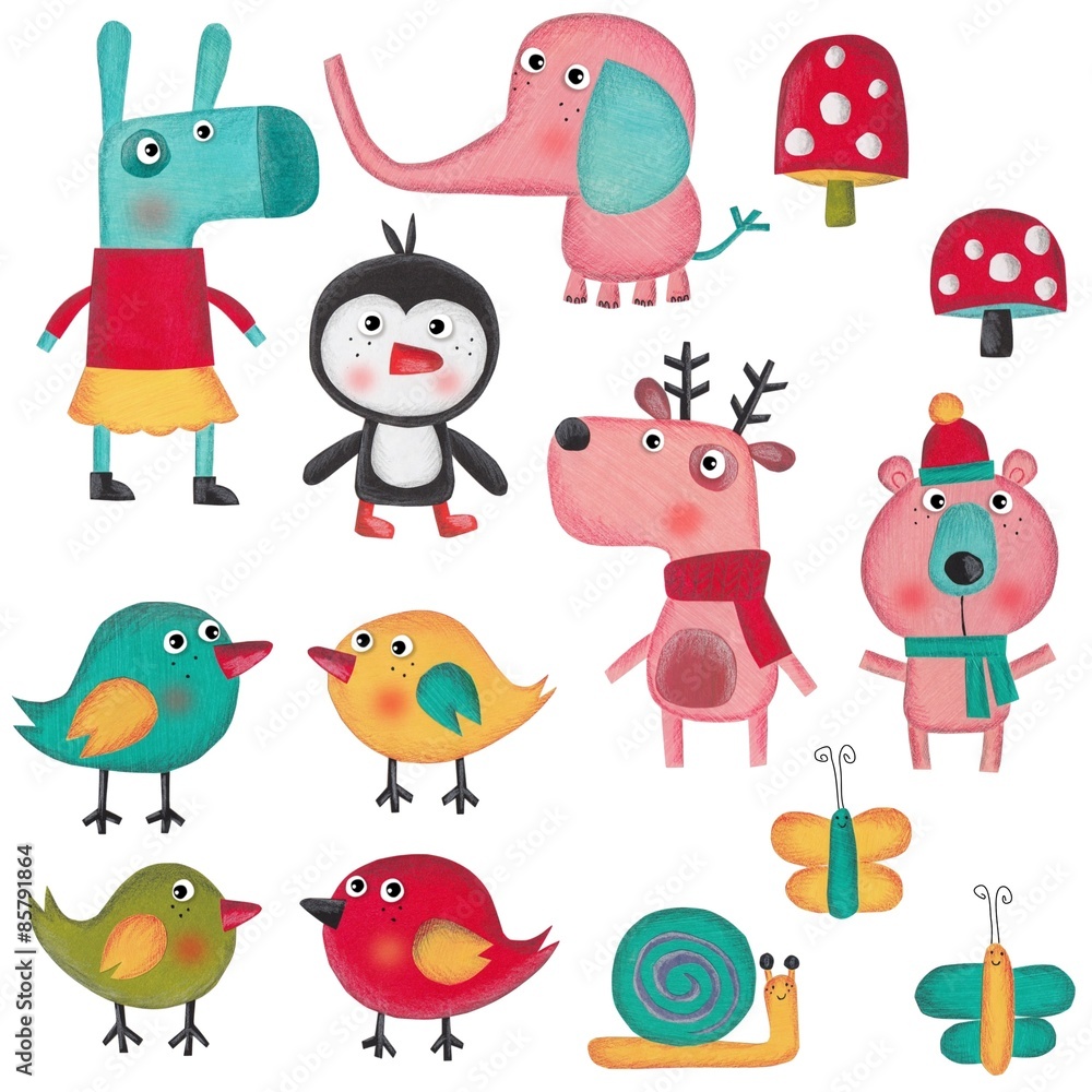 Set of cartoon characters over white background Set of cartoon characters over white background
