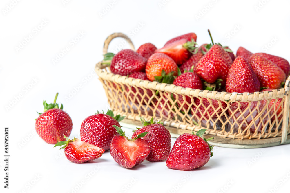 Strawberry with leaf on white background Strawberry with leaf on white background