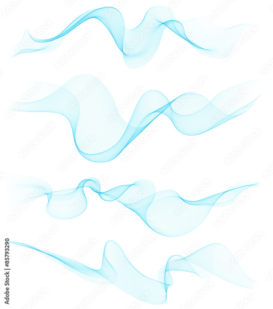 Set of transparent soft lines on white.