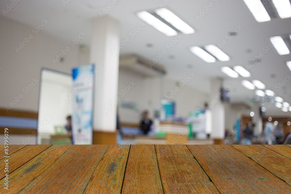 blur image of hospital office room with table and chairs for bac