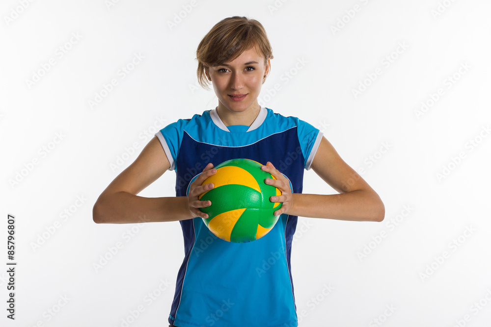 Young sport woman with volleyball ball isolated Young sport woman with volleyball ball isolated