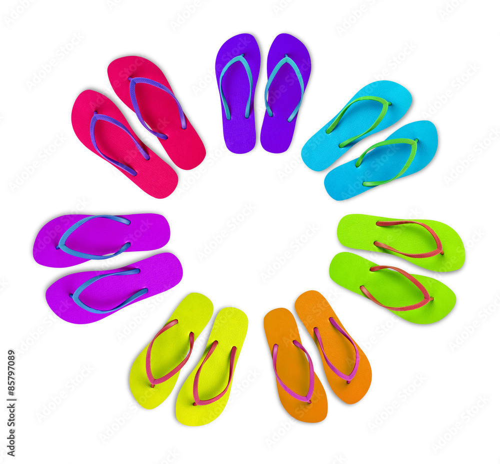 Multi-colored flip-flops Stock Photo | Adobe Stock