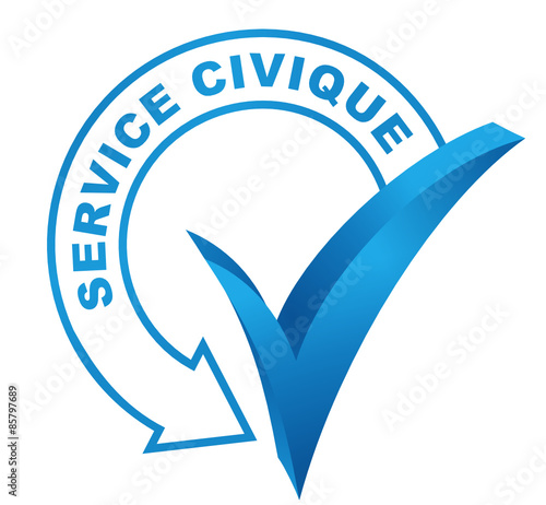 service civique sur symbole validé bleu