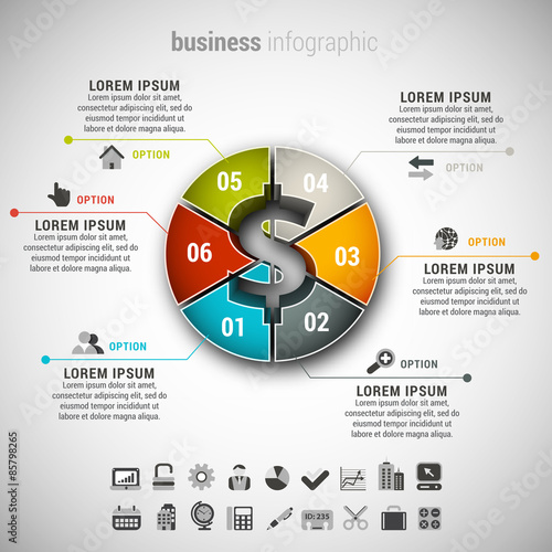 Business infographic made of dollar sign.