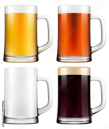Beer mugs. Photo-realistic EPS10 vector illustration.