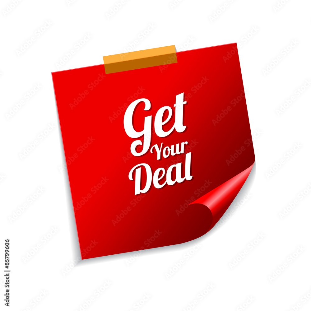 Get Your Deal Red Sticky Notes Vector Icon Design Get Your Deal Red Sticky Notes Vector Icon Design