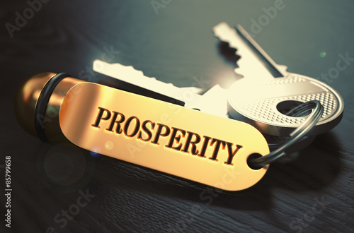 Keys with Word Prosperity on Golden Label. photo