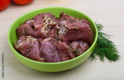 Raw marinated meat for bbq