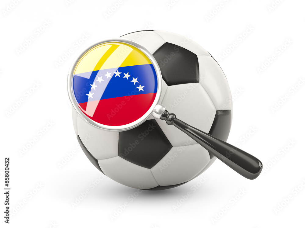 Obraz premium Football with magnified flag of venezuela