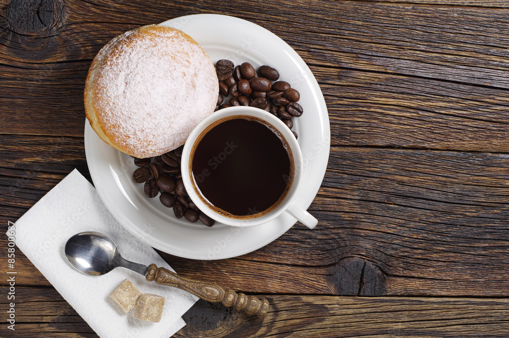 Sweet donut with coffee