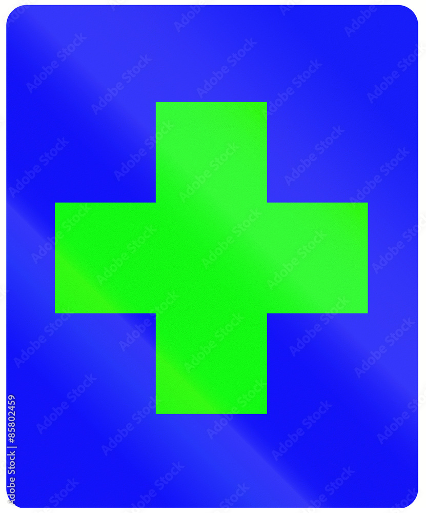 An Indonesian informational road sign - First aid An Indonesian informational road sign - First aid