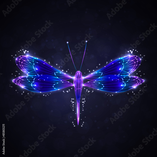 Shiny abstract dragonfly, technology energy  illustration 