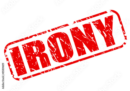 Irony red stamp text