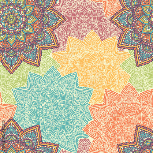 Fototapeta Naklejka Na Ścianę i Meble -  Ethnic floral seamless pattern