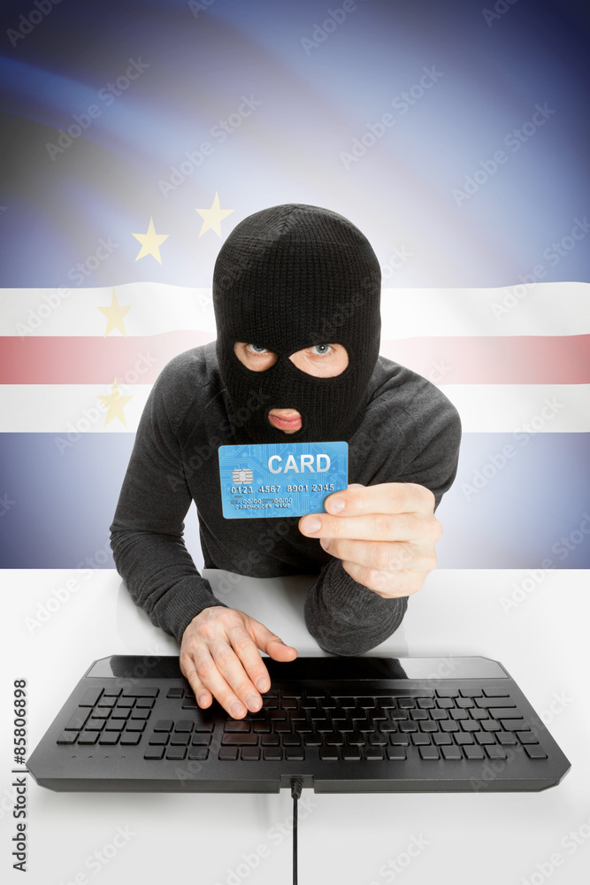 Cybercrime concept with national flag on background - Cape Verde Cybercrime concept with national flag on background - Cape Verde