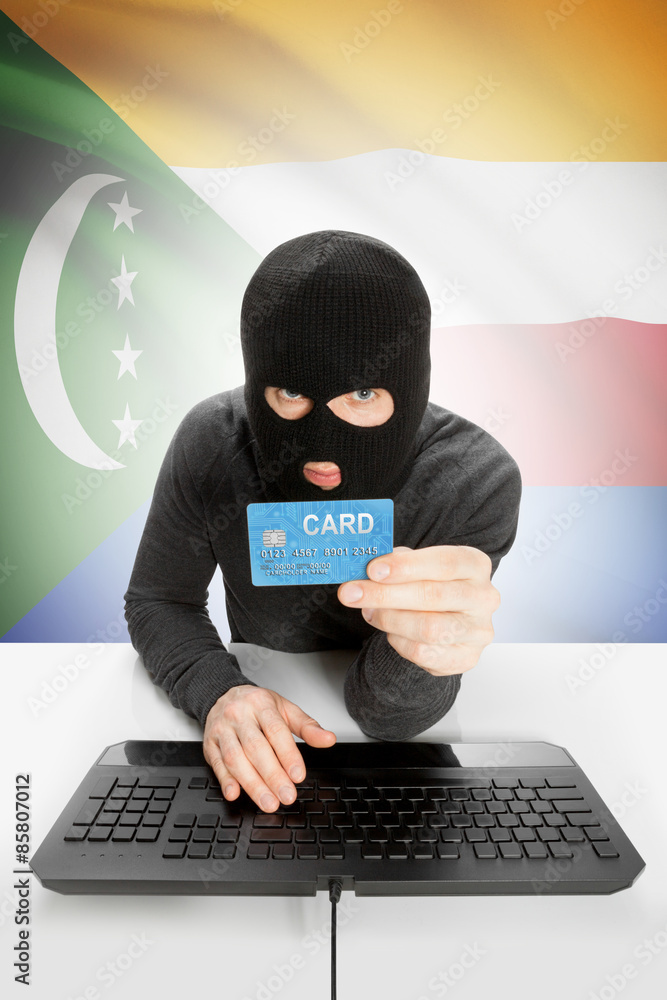 Cybercrime concept with national flag on background - Comoros Cybercrime concept with national flag on background - Comoros