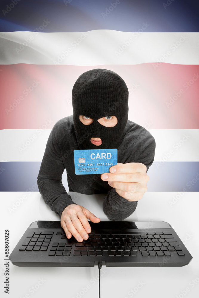 Cybercrime concept with national flag on background - Costa Rica Cybercrime concept with national flag on background - Costa Rica