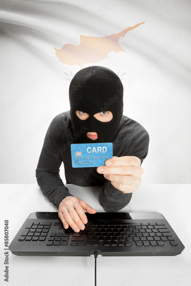 Cybercrime concept with national flag on background - Cyprus Cybercrime concept with national flag on background - Cyprus