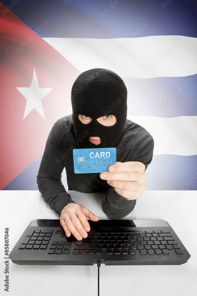 Cybercrime concept with national flag on background - Cuba Cybercrime concept with national flag on background - Cuba
