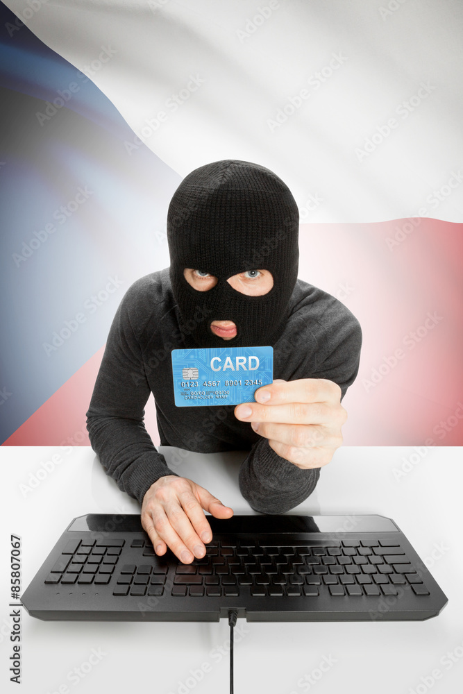Cybercrime concept with national flag on background - Czech Republic Cybercrime concept with national flag on background - Czech Republic