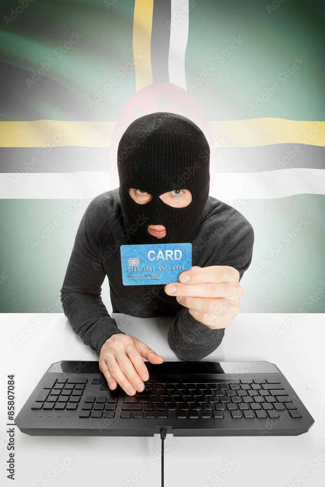Cybercrime concept with national flag on background - Dominica Cybercrime concept with national flag on background - Dominica