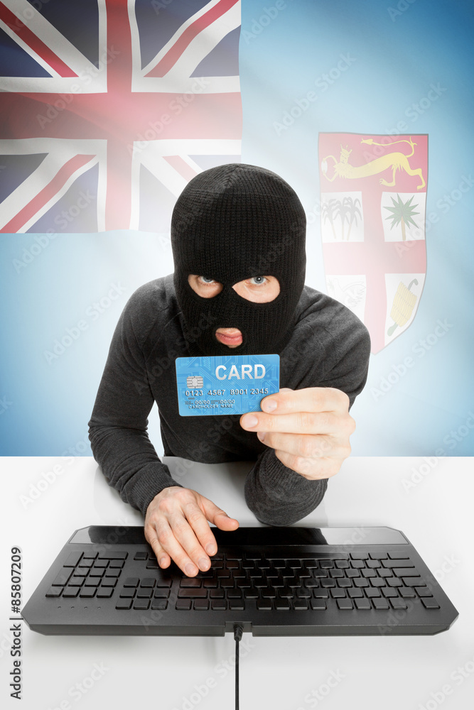Cybercrime concept with national flag on background - Fiji Cybercrime concept with national flag on background - Fiji