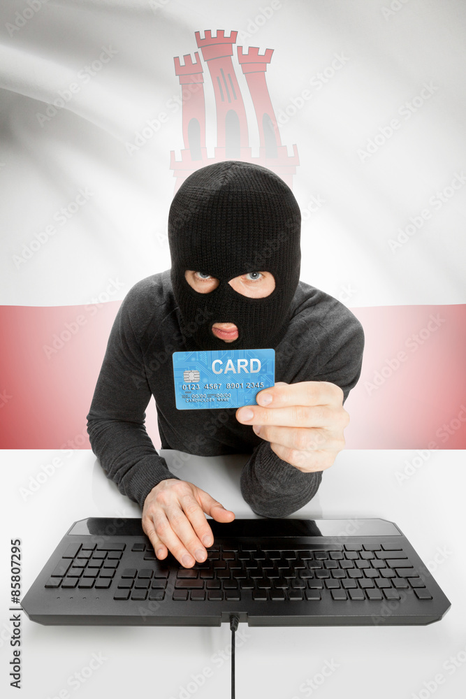Cybercrime concept with national flag on background - Gibraltar Cybercrime concept with national flag on background - Gibraltar