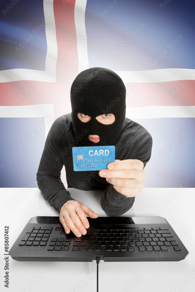 Cybercrime concept with national flag on background - Iceland Cybercrime concept with national flag on background - Iceland