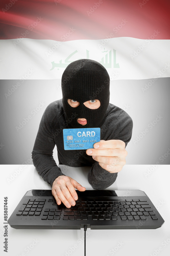 Cybercrime concept with national flag on background - Iraq Cybercrime concept with national flag on background - Iraq
