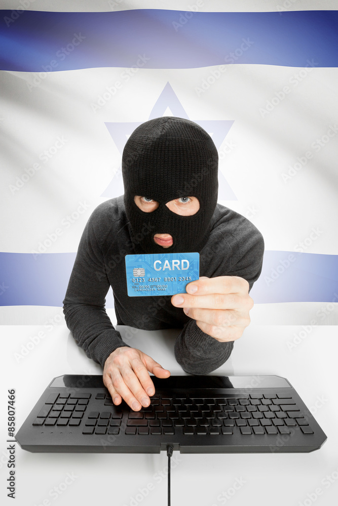 Cybercrime concept with national flag on background - Israel Cybercrime concept with national flag on background - Israel