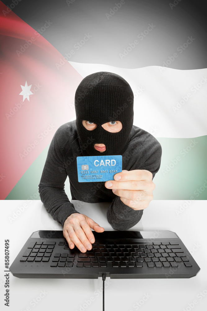 Cybercrime concept with national flag on background - Jordan Cybercrime concept with national flag on background - Jordan