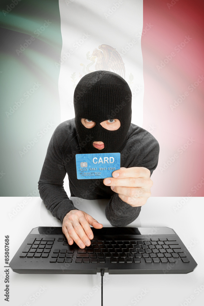 Cybercrime concept with national flag on background - Mexico Cybercrime concept with national flag on background - Mexico