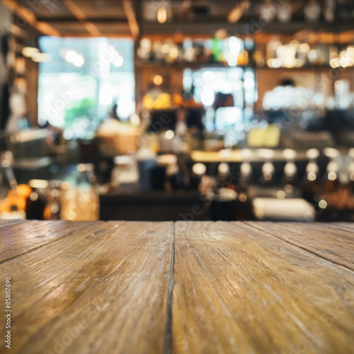 Table top counter with Blurred bar background