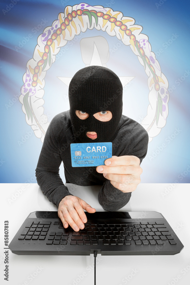 Cybercrime concept with national flag on background - Northern Marianas Cybercrime concept with national flag on background - Northern Marianas
