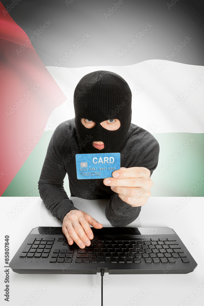 Cybercrime concept with national flag on background - Palestine Cybercrime concept with national flag on background - Palestine