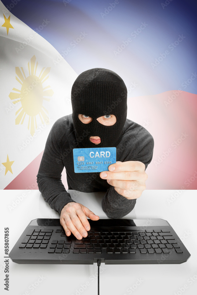 Cybercrime concept with national flag on background - Philippines Cybercrime concept with national flag on background - Philippines
