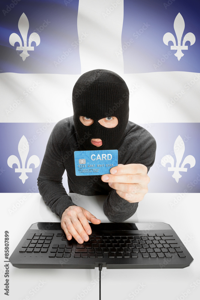 Cybercrime concept with Canadian flags on background - Quebec Cybercrime concept with Canadian flags on background - Quebec